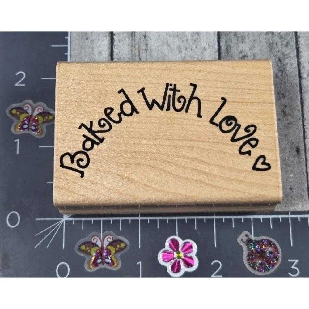 JRL Design Baked With Love S383 Heart 2X2.75 Rubber Stamp #Q91